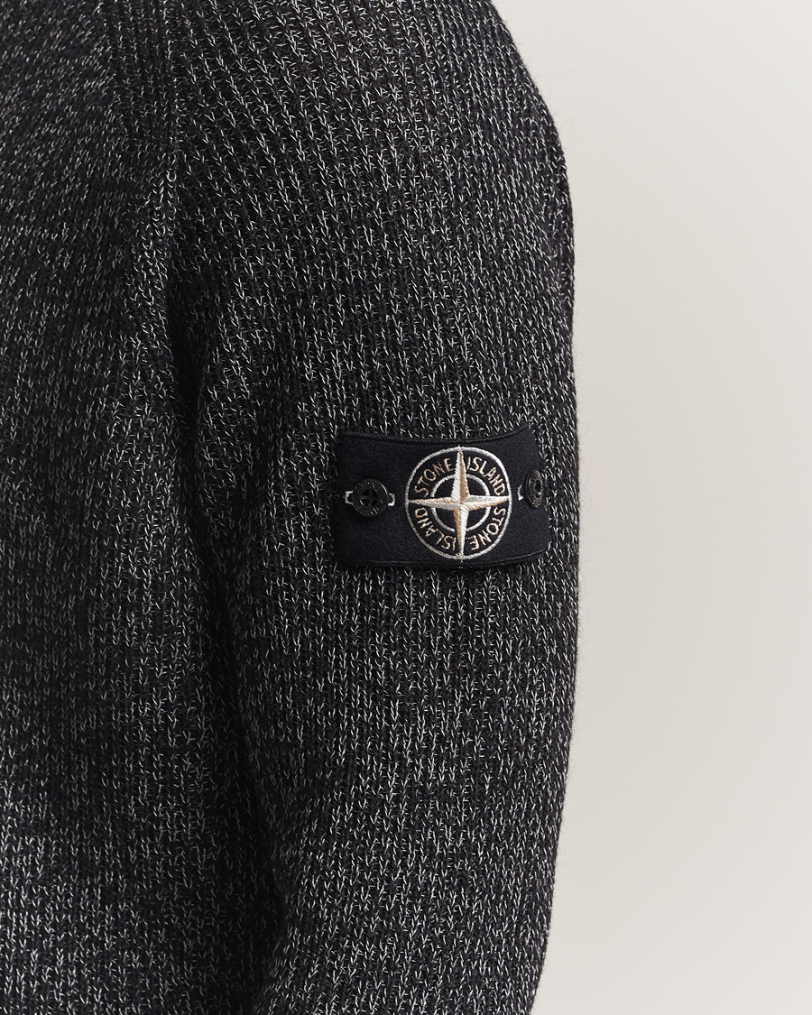 Herr | Tröjor | Stone Island | Reflective Cotton Knit Crew Neck Black Melange