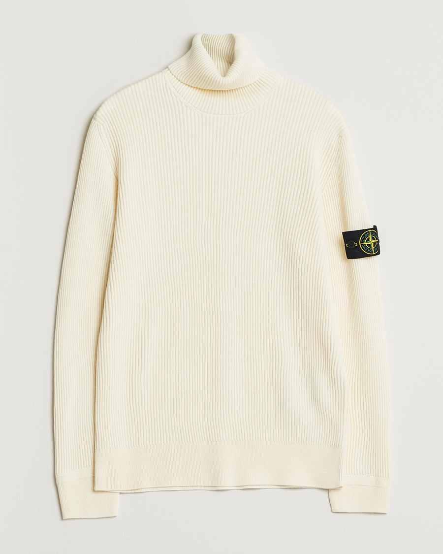 Herr | Tröjor | Stone Island | Full Rib Wool Turtleneck Ivory