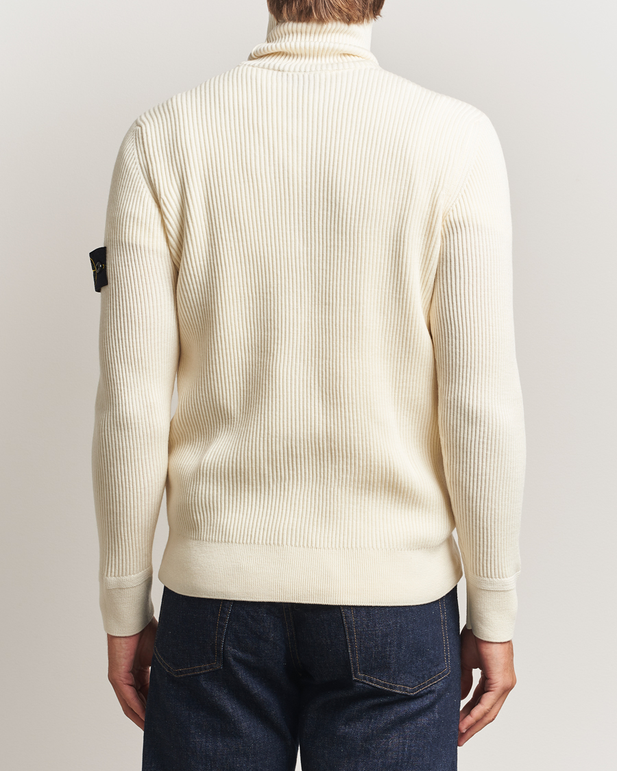 Herr | Tröjor | Stone Island | Full Rib Wool Turtleneck Ivory