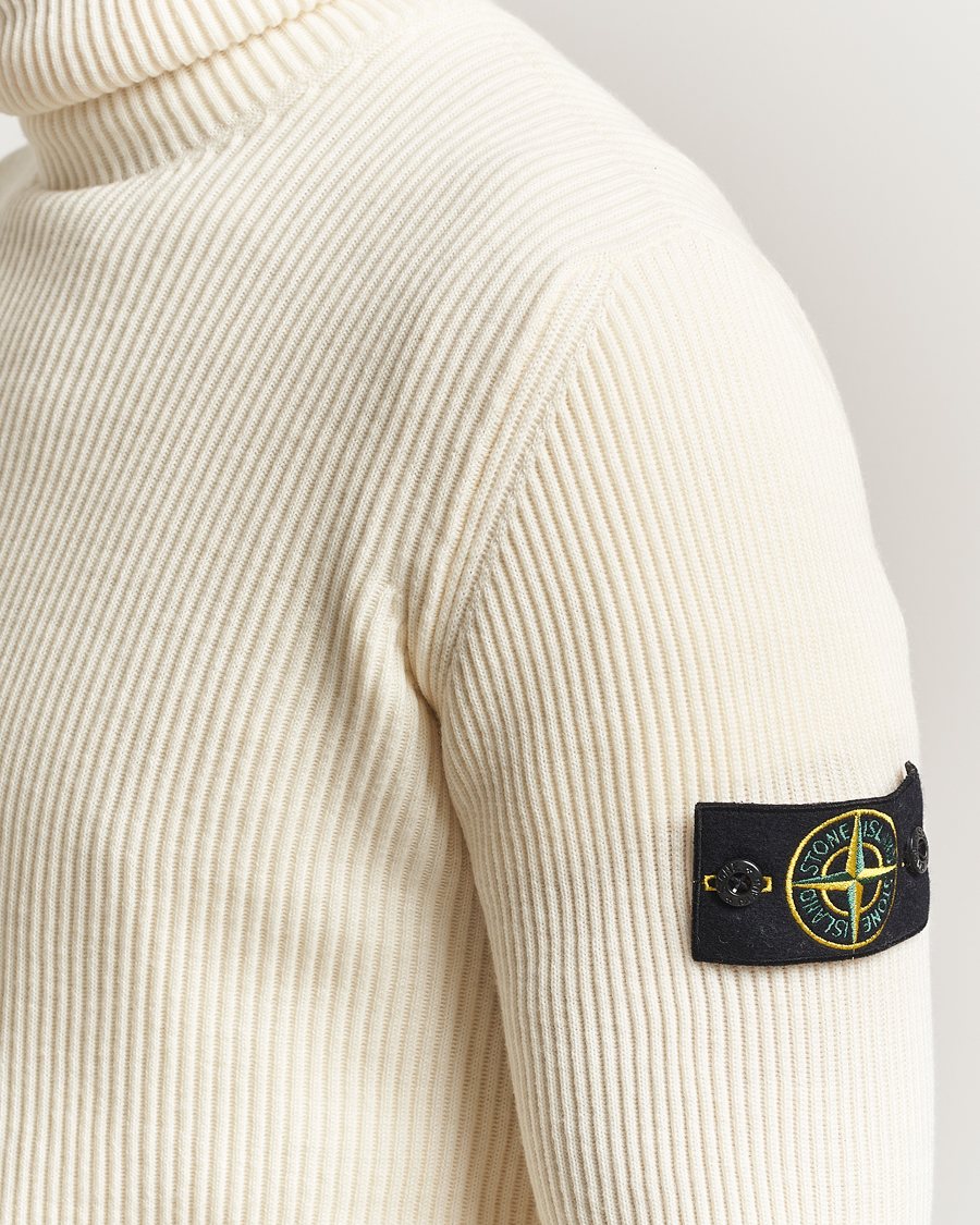 Herr | Tröjor | Stone Island | Full Rib Wool Turtleneck Ivory