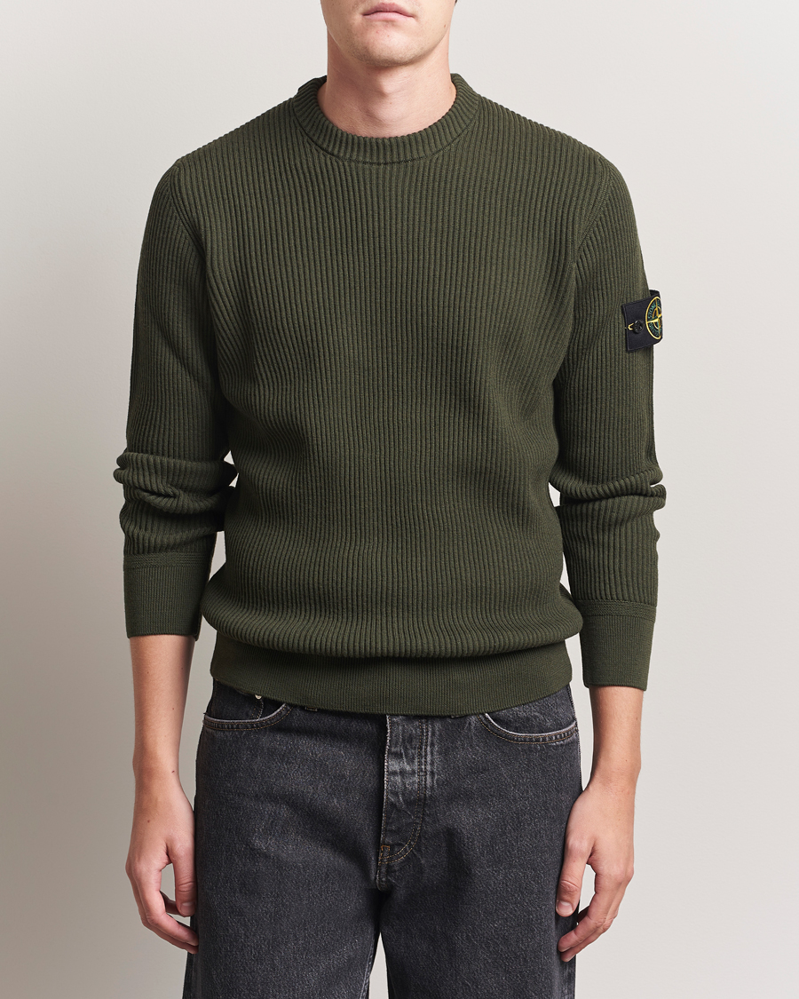 Herr | Tröjor | Stone Island | Full Rib Crewneck Military Green