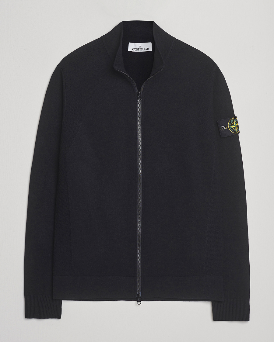 Herr | Tröjor | Stone Island | Stretch Wool Zip Cardigan Black