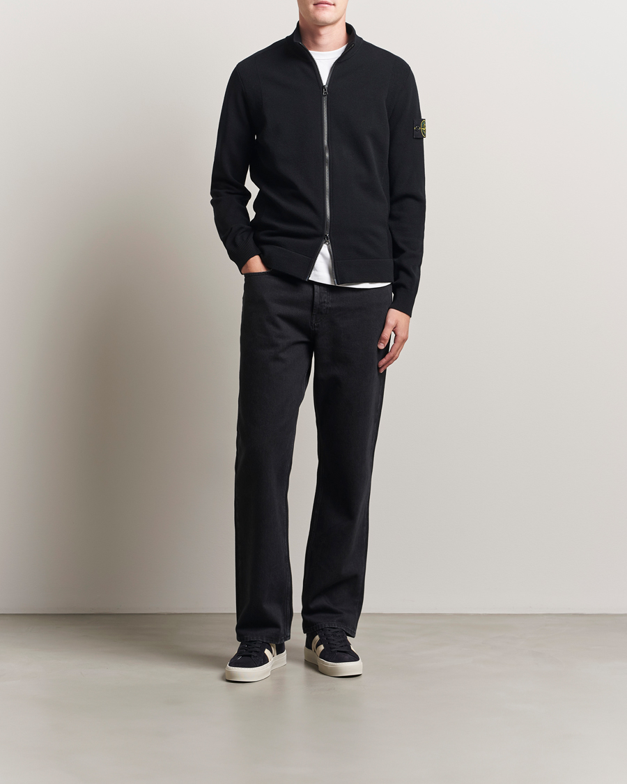 Herr | Tröjor | Stone Island | Stretch Wool Zip Cardigan Black