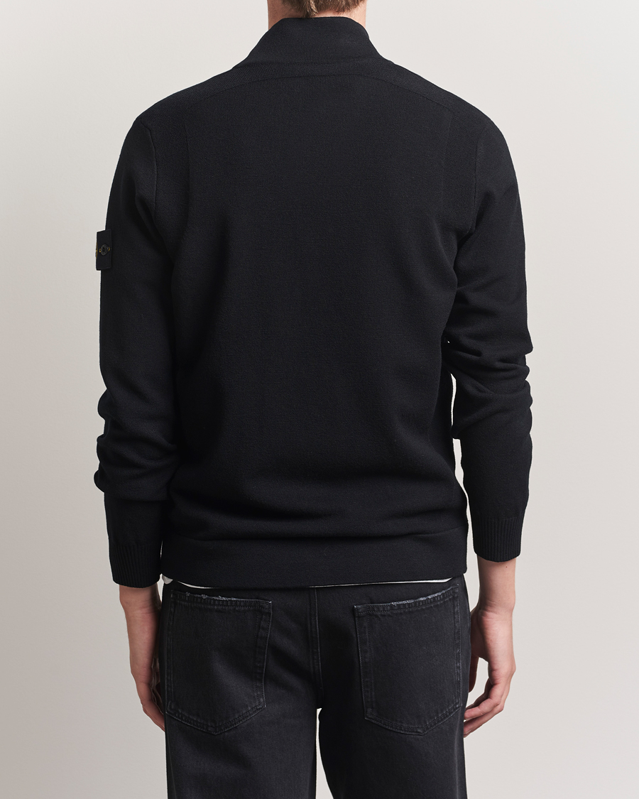Herr | Tröjor | Stone Island | Stretch Wool Zip Cardigan Black