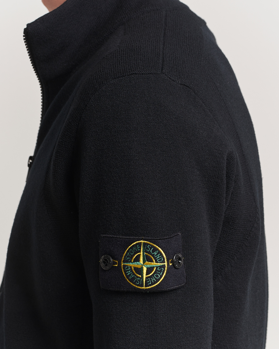 Herr | Tröjor | Stone Island | Stretch Wool Zip Cardigan Black
