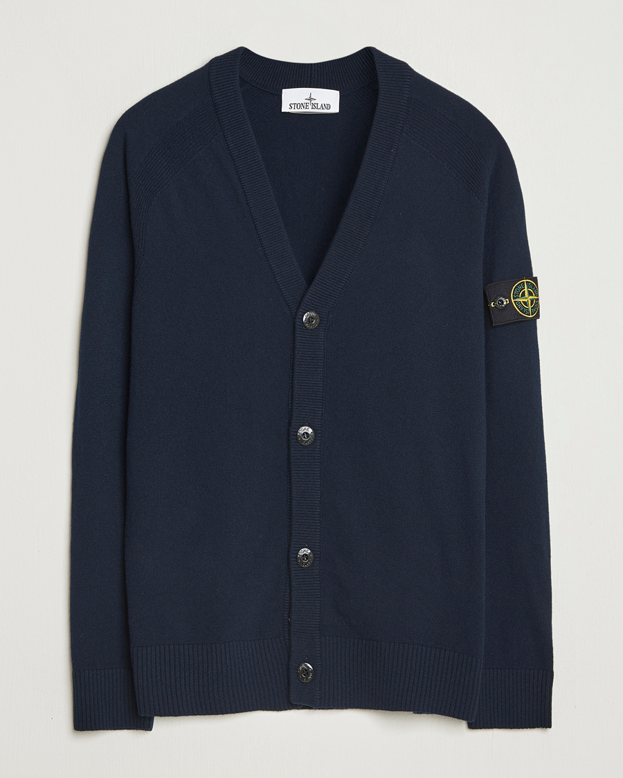 Herr | Tröjor | Stone Island | Knitted Geelong Wool Cardigan Navy