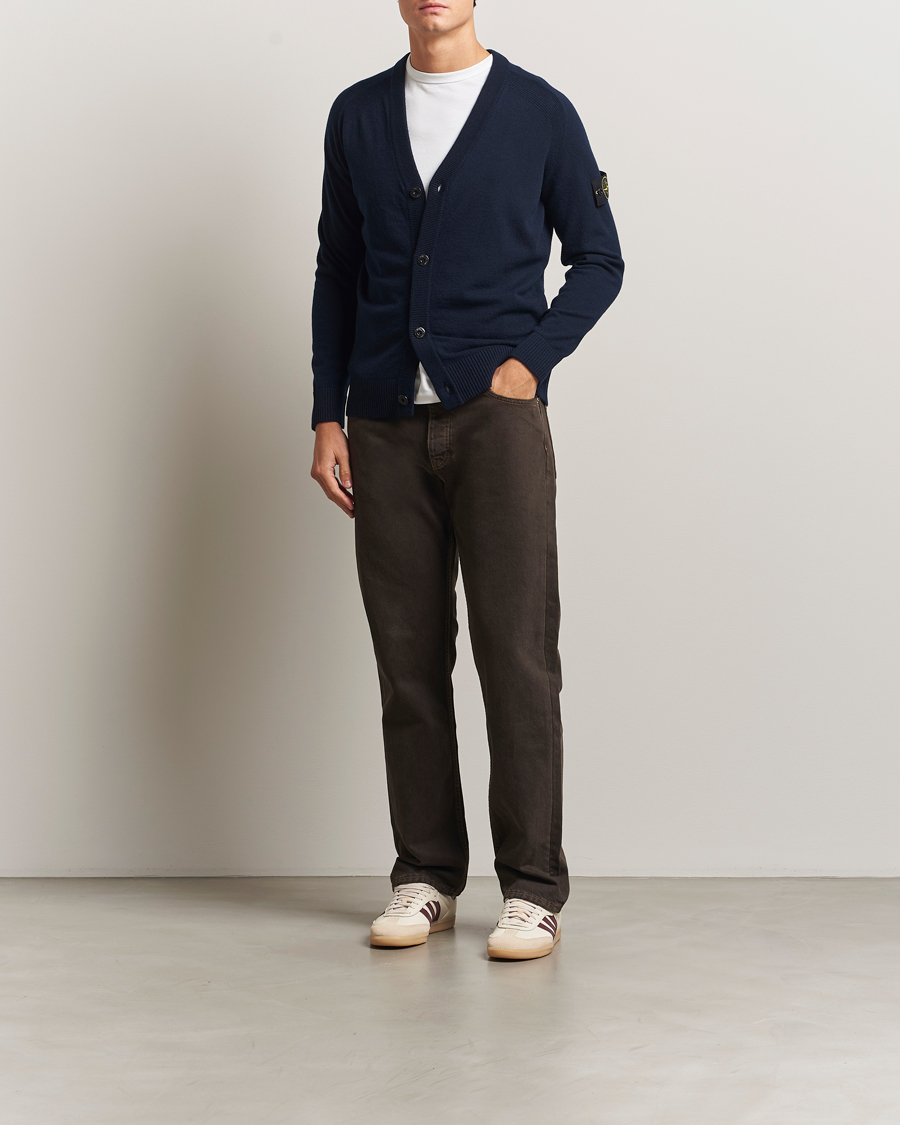 Herr | Tröjor | Stone Island | Knitted Geelong Wool Cardigan Navy