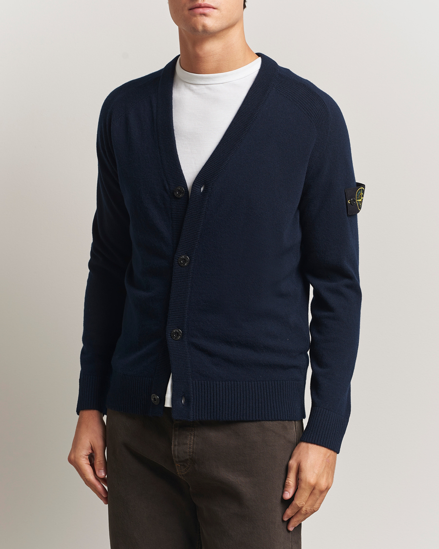 Herr | Tröjor | Stone Island | Knitted Geelong Wool Cardigan Navy