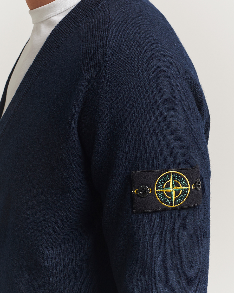 Herr | Tröjor | Stone Island | Knitted Geelong Wool Cardigan Navy