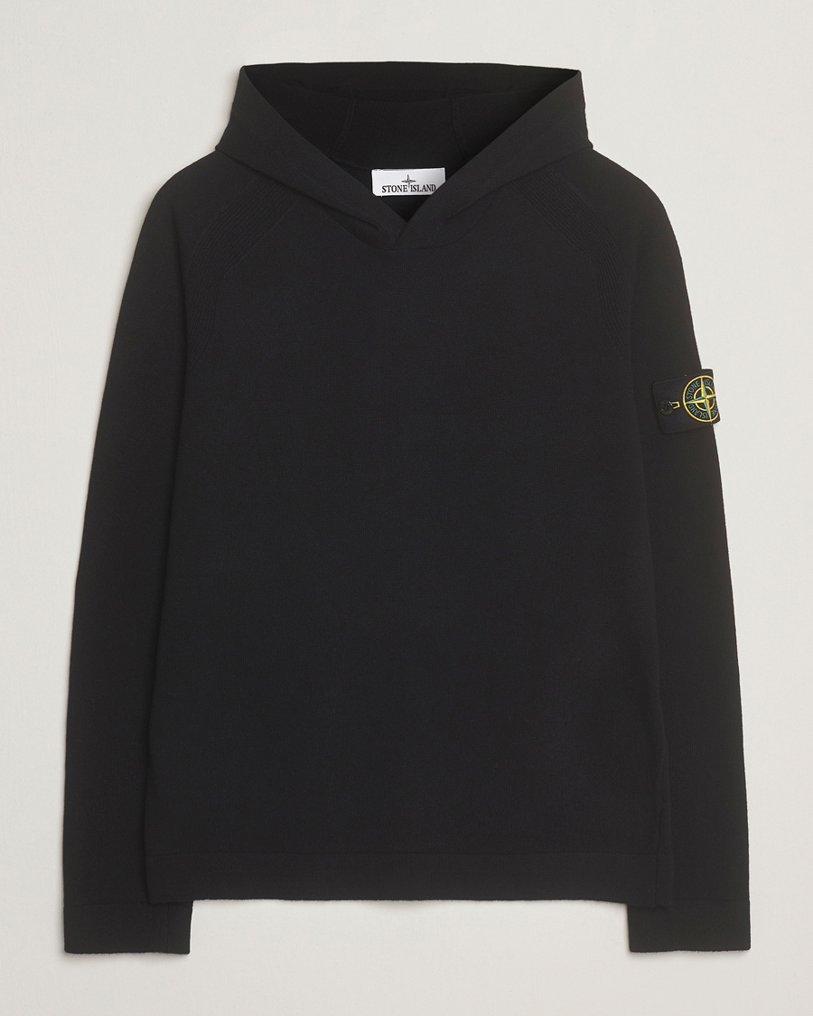 Herr | Tröjor | Stone Island | Knitted Geelong Wool Hood Black