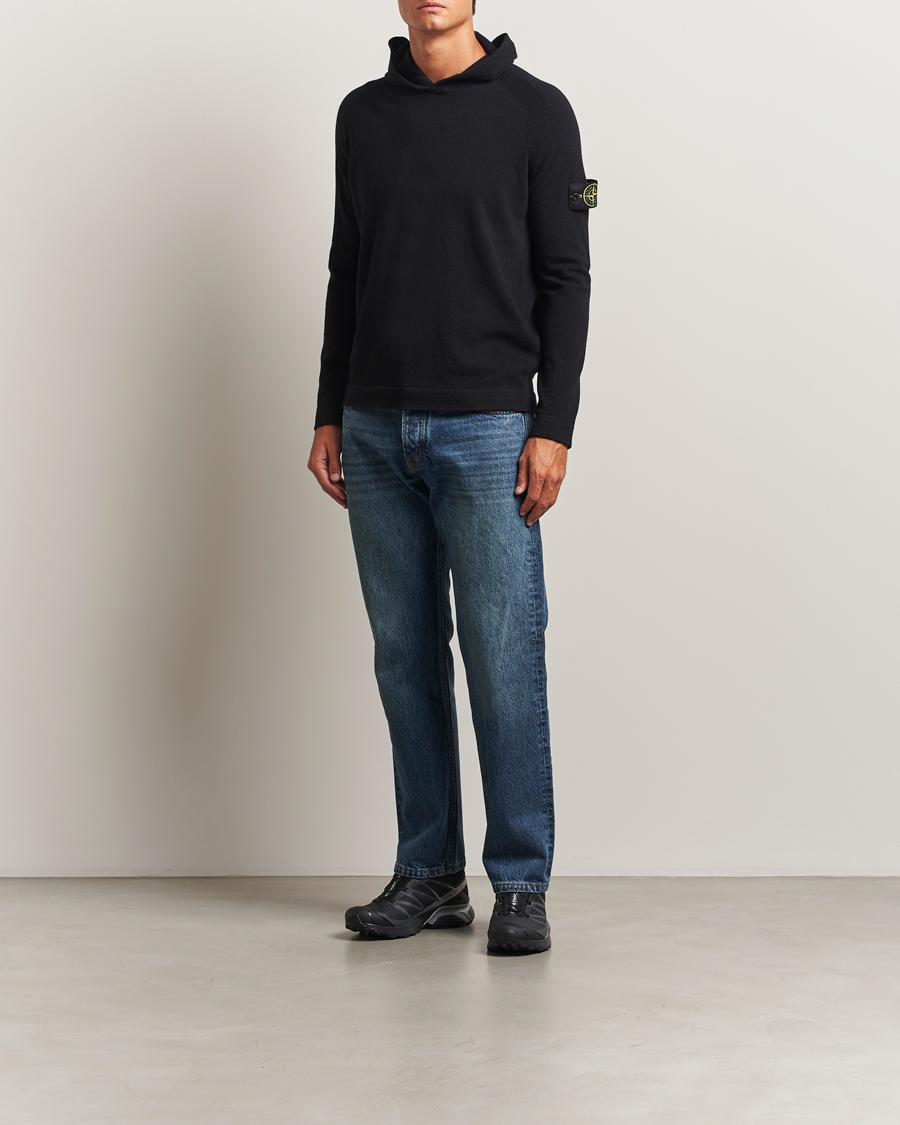 Herr | Tröjor | Stone Island | Knitted Geelong Wool Hood Black