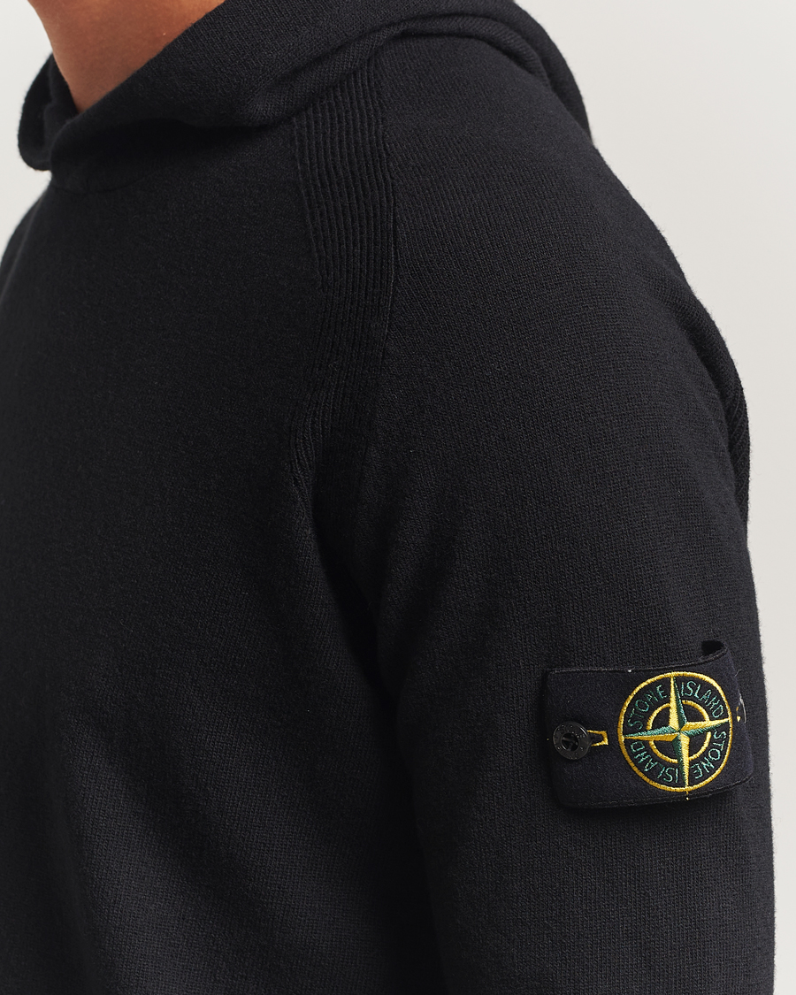 Herr | Tröjor | Stone Island | Knitted Geelong Wool Hood Black