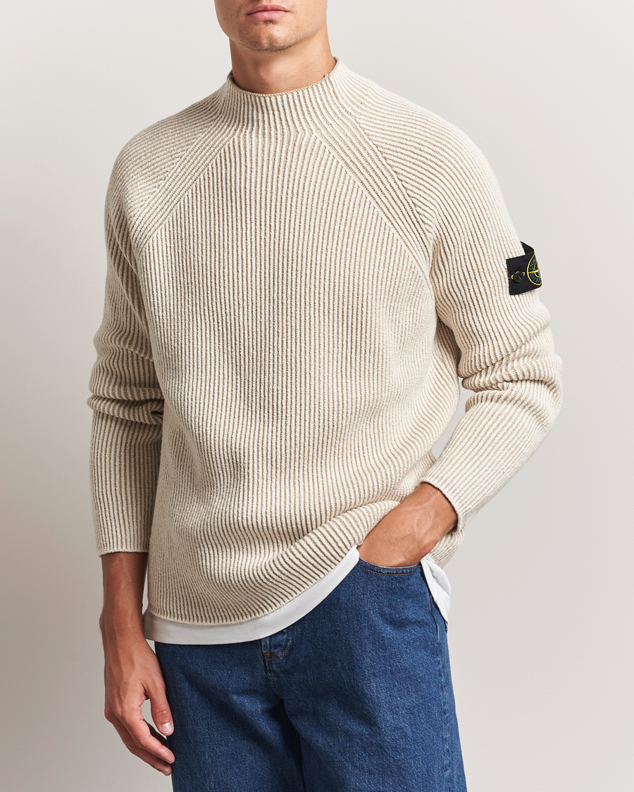 Herr | Tröjor | Stone Island | Vanisé Full Rib Wool Crew Neck Ivory