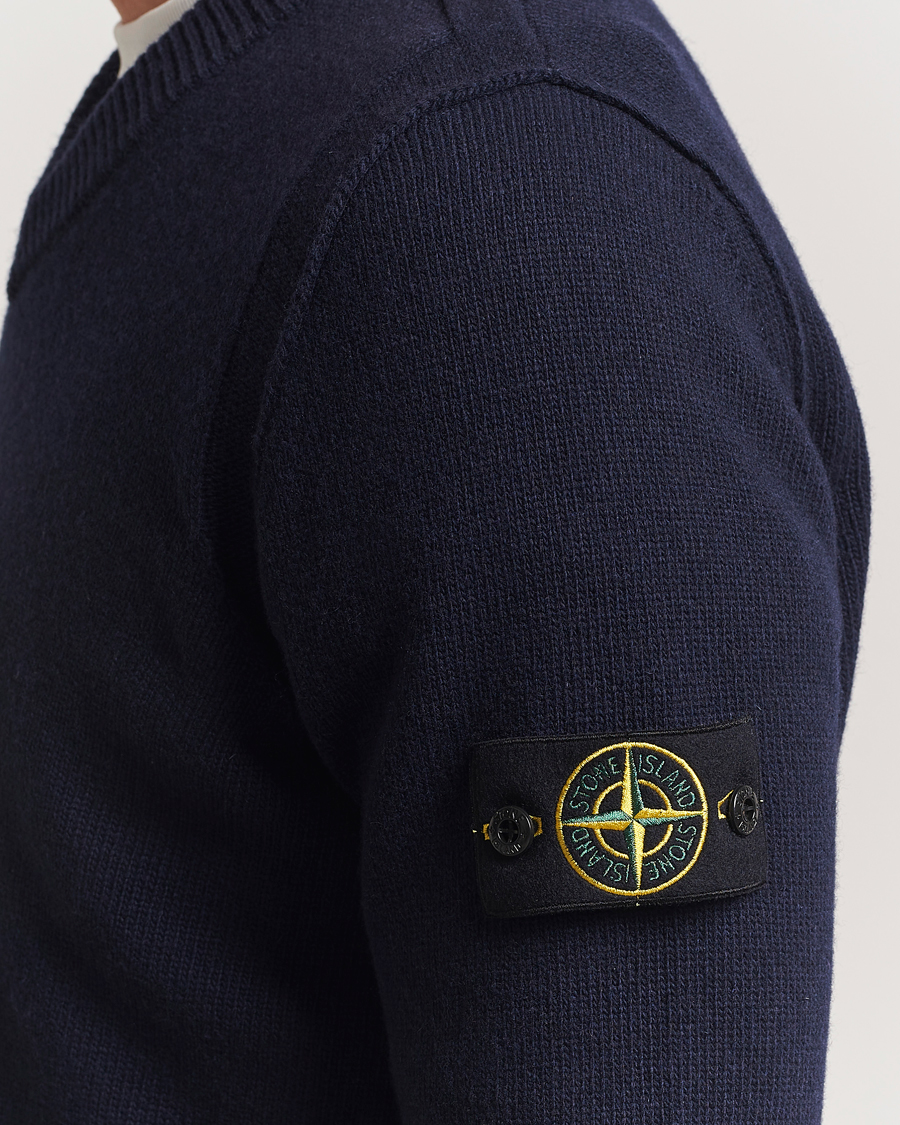 Herr | Tröjor | Stone Island | Knitted Lambswool V-Neck Navy