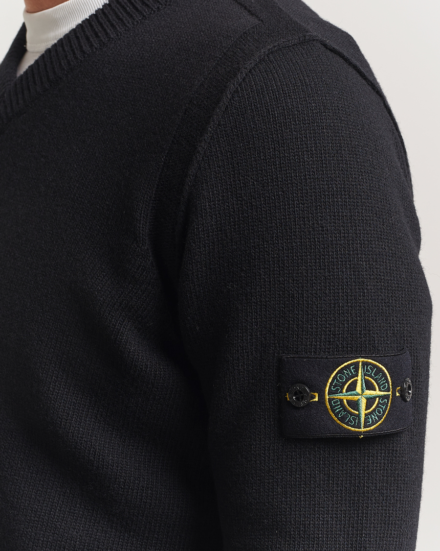 Herr | Tröjor | Stone Island | Knitted Lambswool V-Neck Black