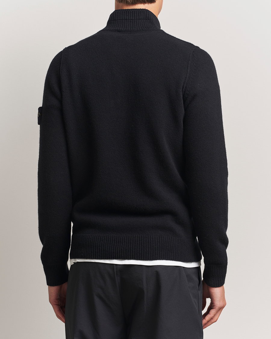 Herr | Tröjor | Stone Island | Knitted Lambswool Half Button Zip Black