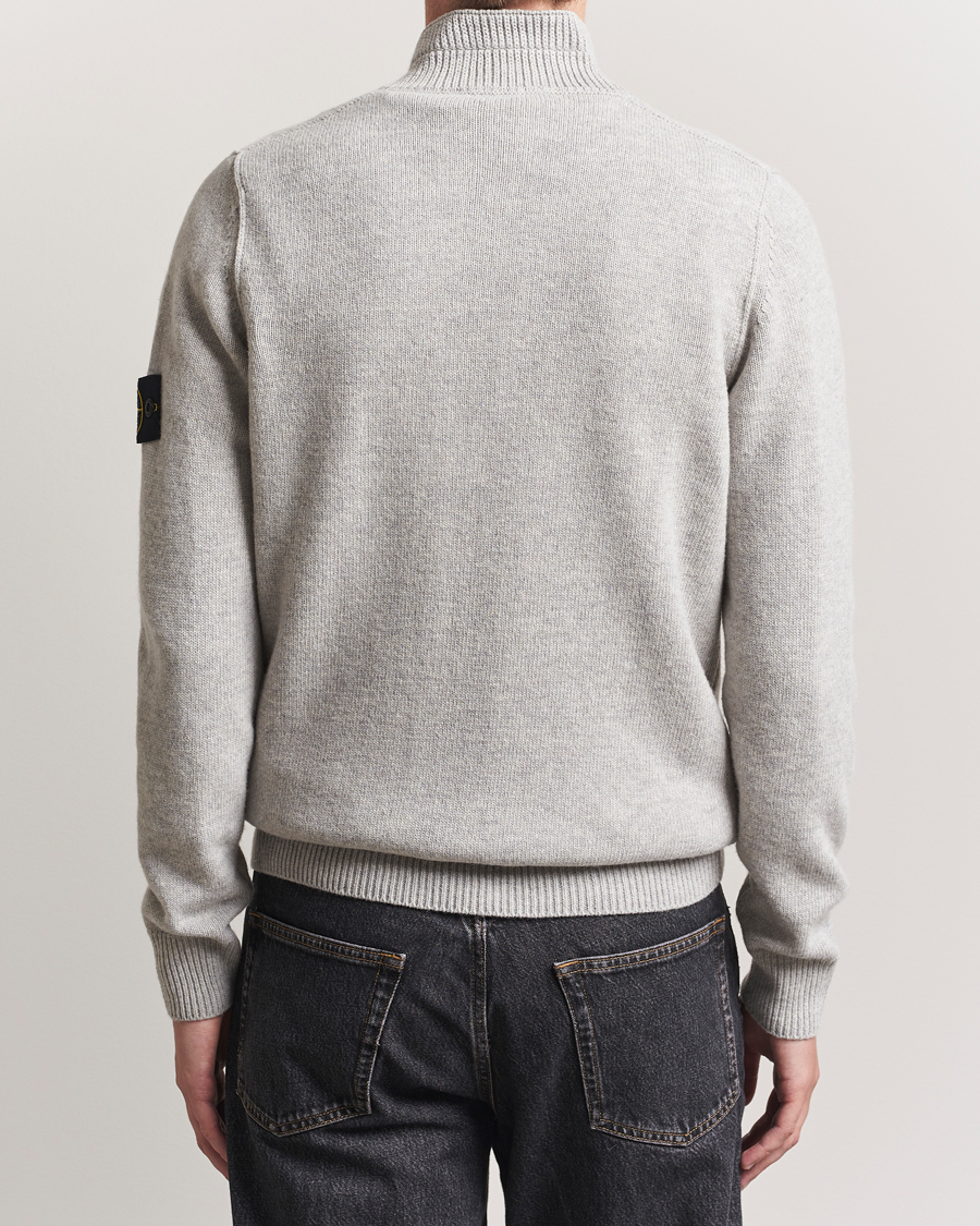 Herr | Tröjor | Stone Island | Knitted Lambswool Half Button Zip Grey Melange