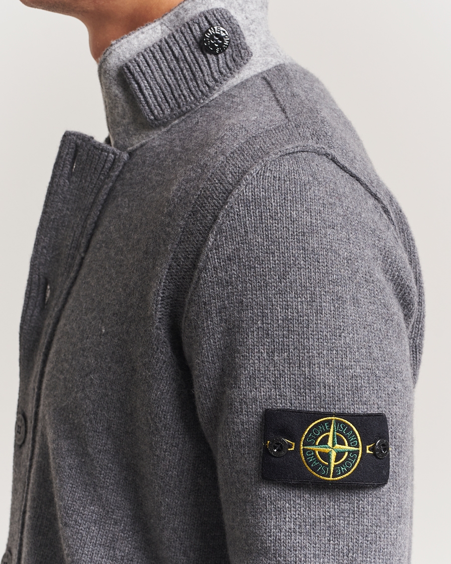 Herr | Tröjor | Stone Island | Knitted Lambswool Zip Cardigan Cement Melange