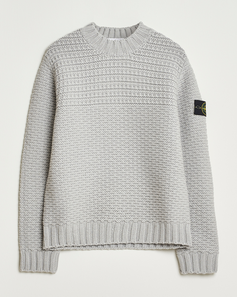 Herr | Tröjor | Stone Island | Mixed Stiches Wool Knitted Crew Neck Pearl Grey