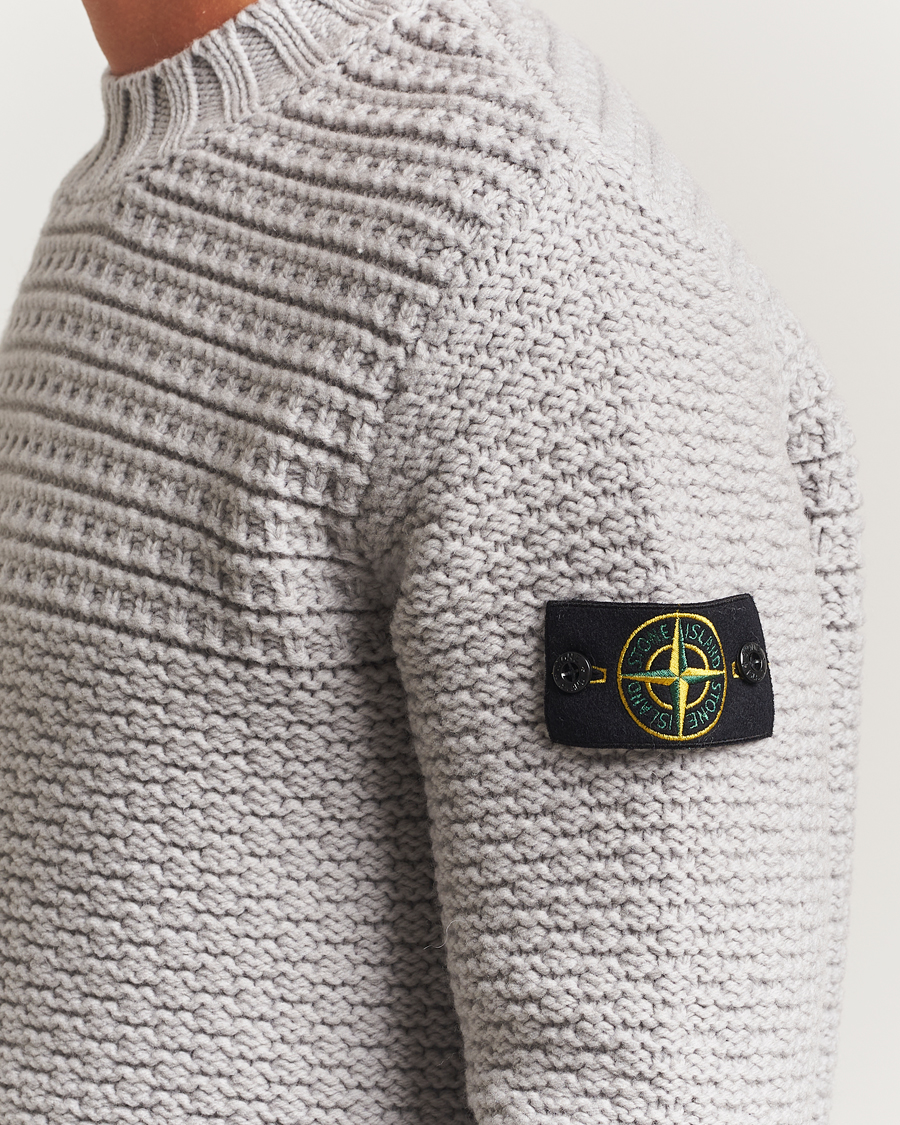 Herr | Tröjor | Stone Island | Mixed Stiches Wool Knitted Crew Neck Pearl Grey