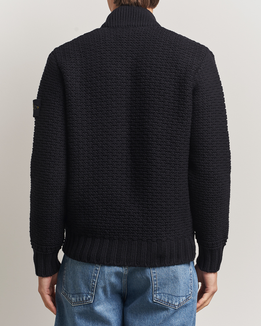 Herr | Tröjor | Stone Island | Mixed Stiches Wool Knitted Zip Cardigan Black