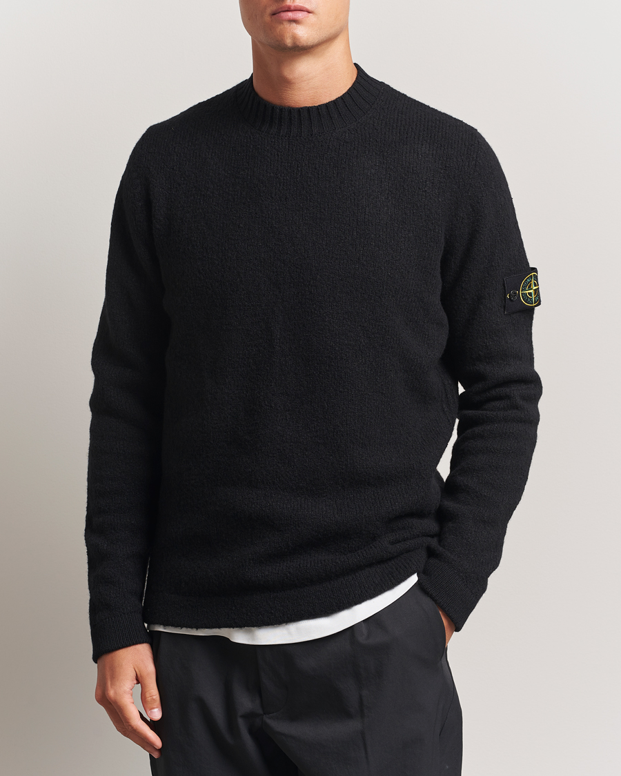 Herr | Tröjor | Stone Island | Brushed Knitted Wool Crew Neck Black