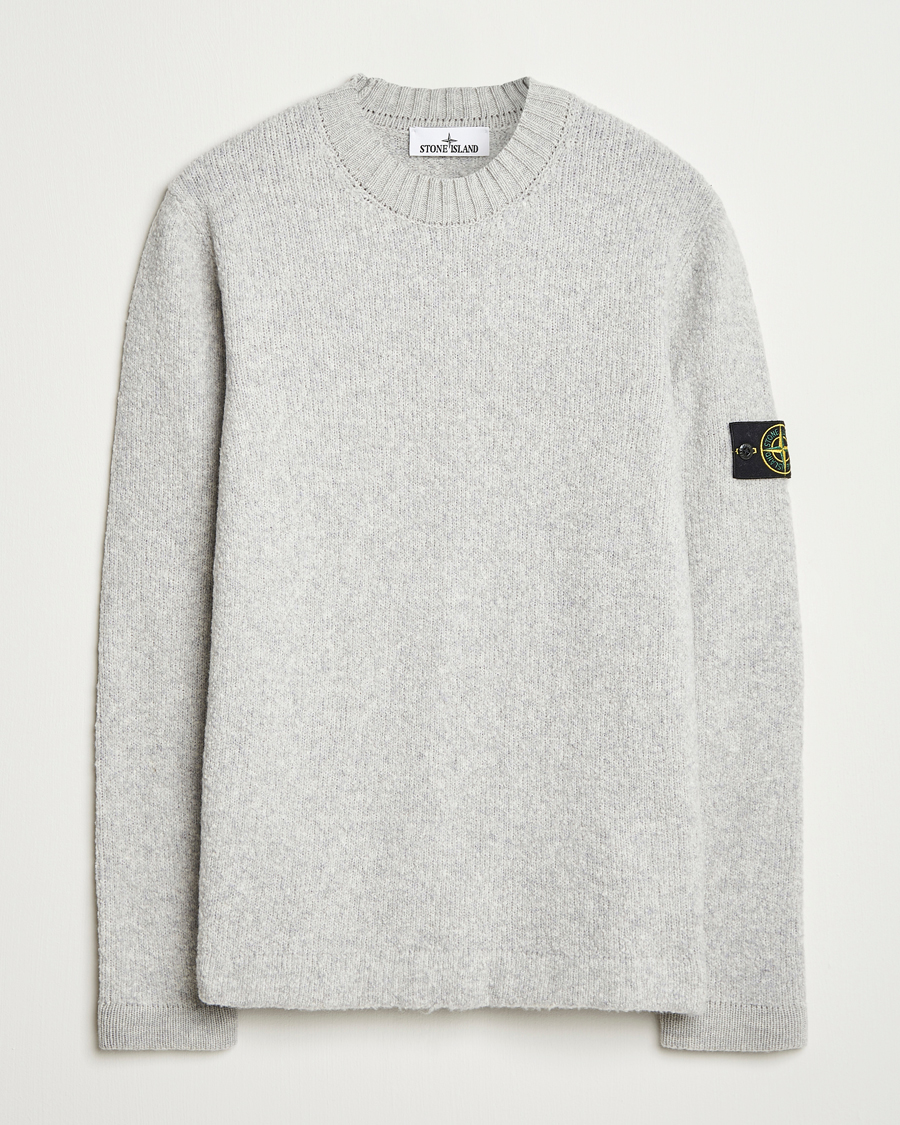 Herr | Tröjor | Stone Island | Brushed Knitted Wool Crew Neck Grey Melange