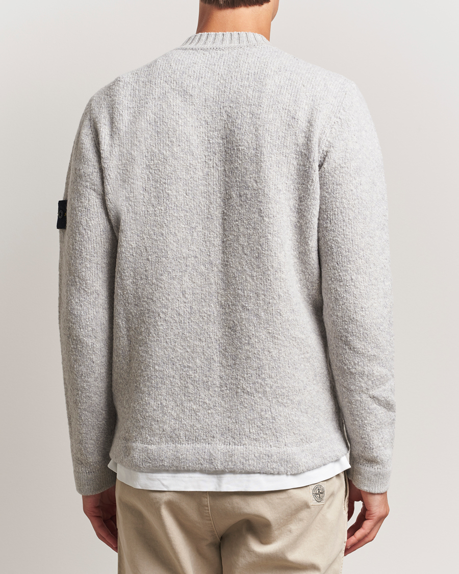 Herr | Tröjor | Stone Island | Brushed Knitted Wool Crew Neck Grey Melange