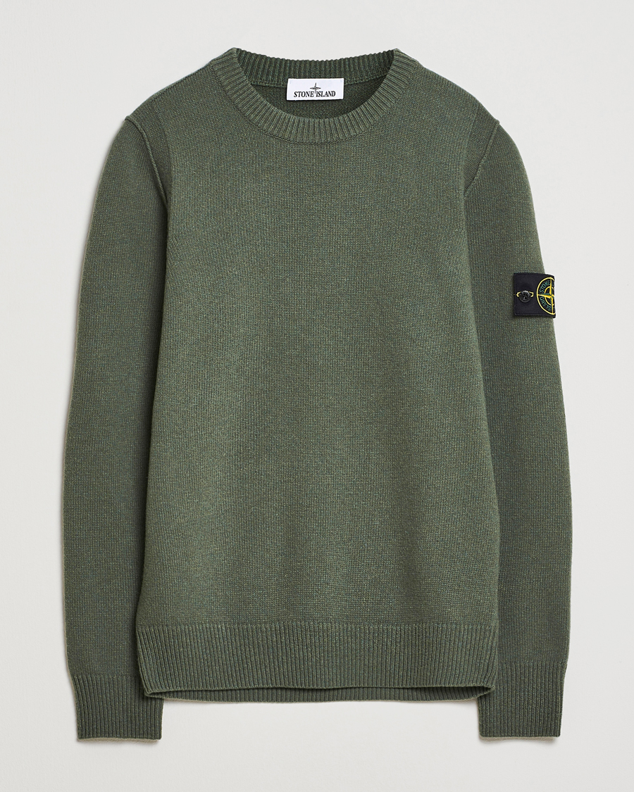 Herr | Tröjor | Stone Island | Knitted Lambswool Crew Neck Military Green