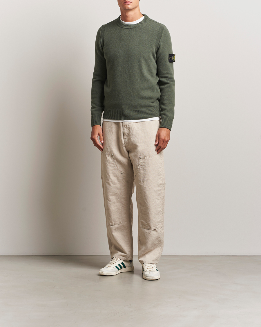Herr | Tröjor | Stone Island | Knitted Lambswool Crew Neck Military Green