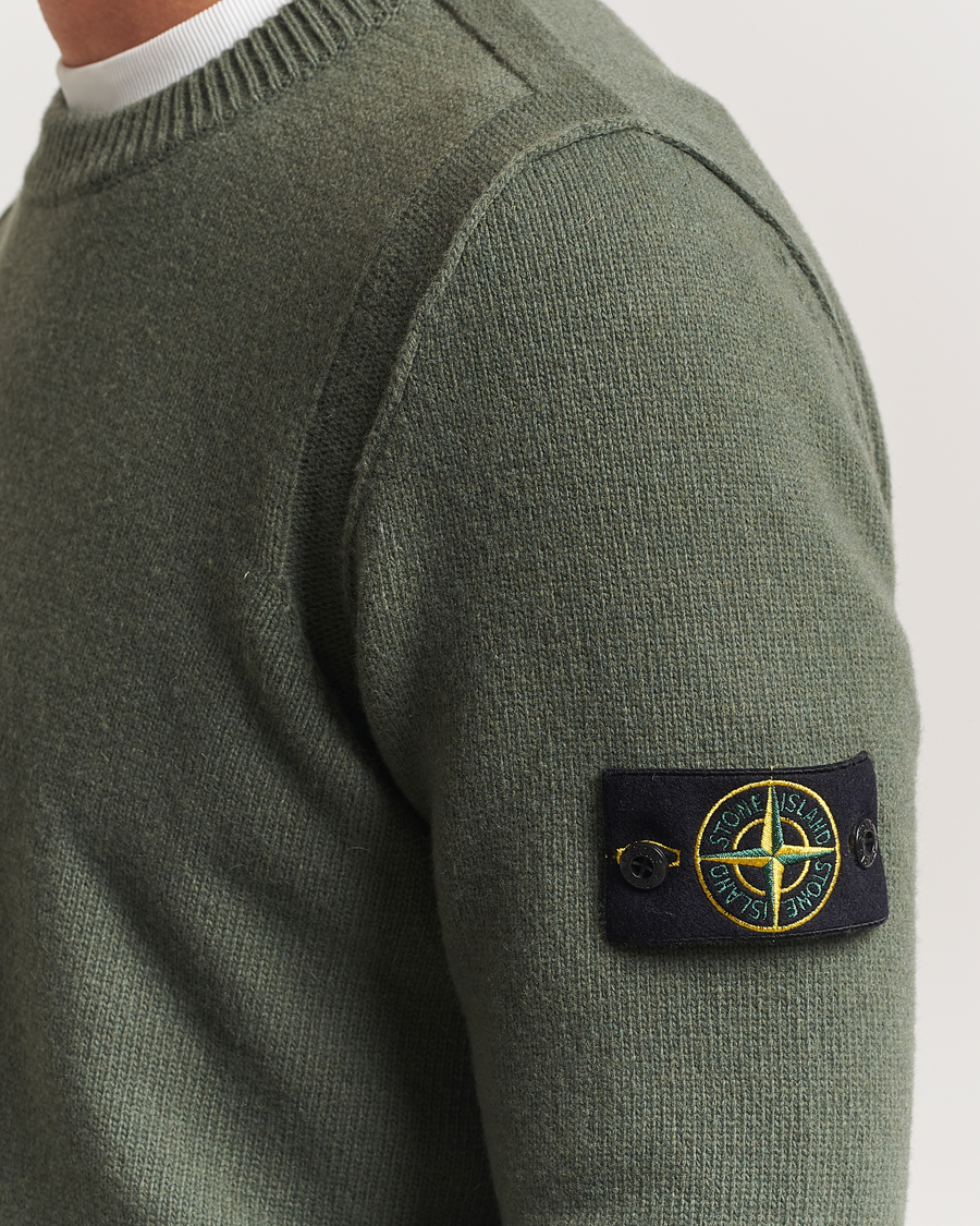 Herr | Tröjor | Stone Island | Knitted Lambswool Crew Neck Military Green