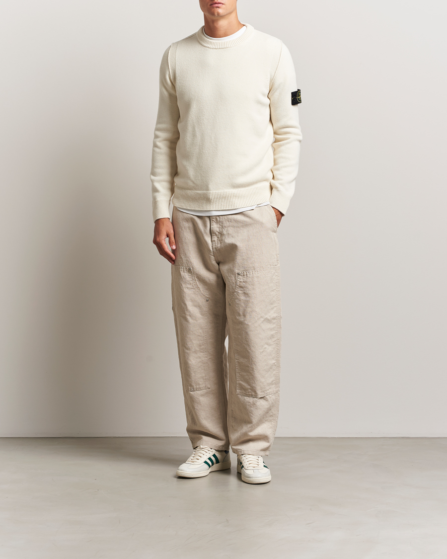 Herr | Tröjor | Stone Island | Knitted Lambswool Crew Neck Ivory
