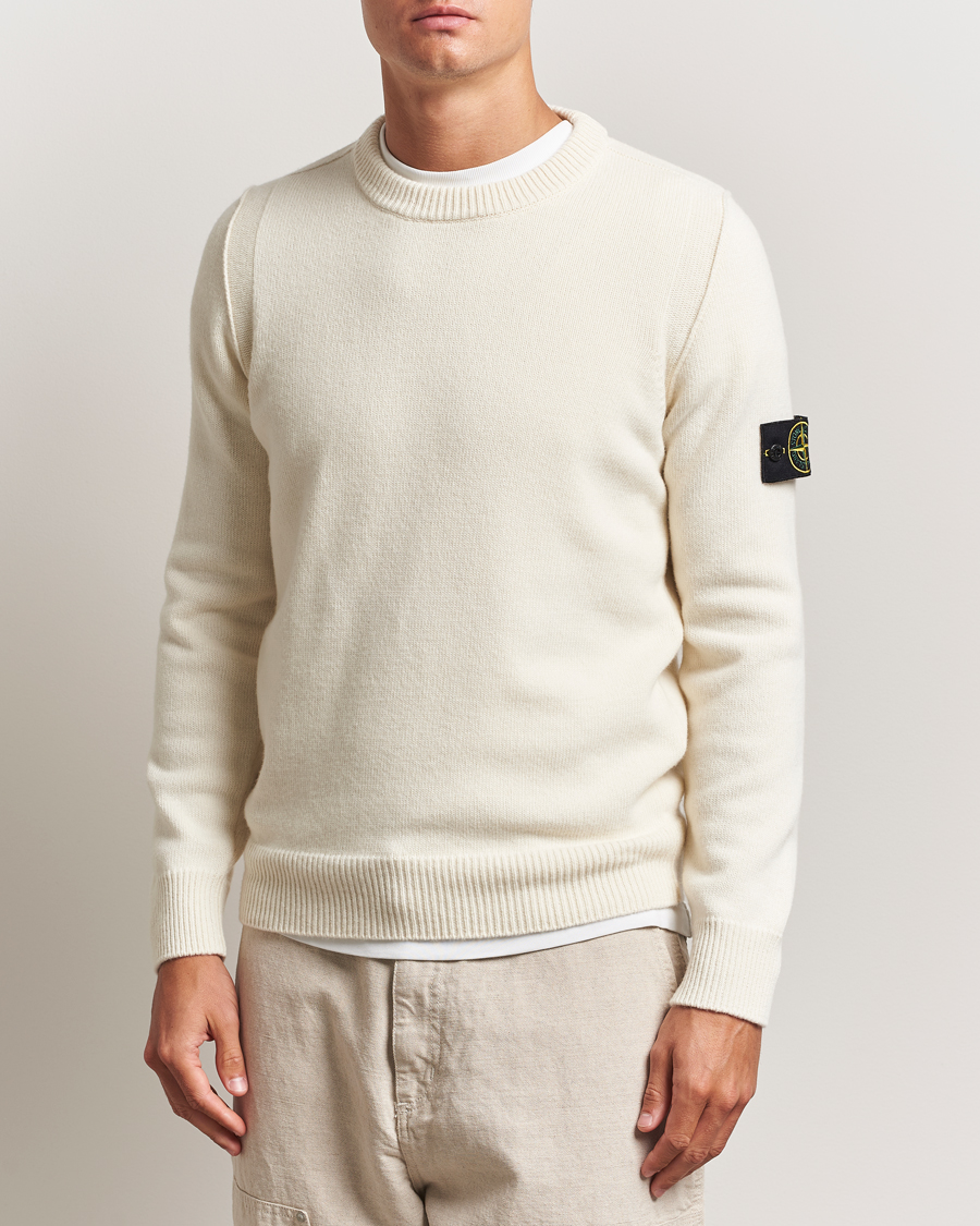 Herr | Tröjor | Stone Island | Knitted Lambswool Crew Neck Ivory