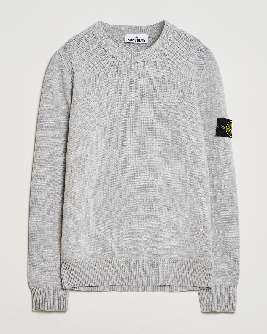 Herr | Tröjor | Stone Island | Knitted Lambswool Crew Neck Grey Melange