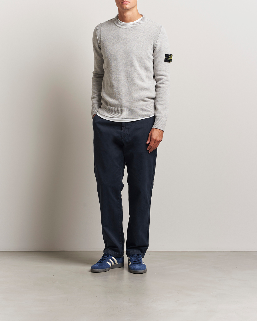 Herr | Tröjor | Stone Island | Knitted Lambswool Crew Neck Grey Melange