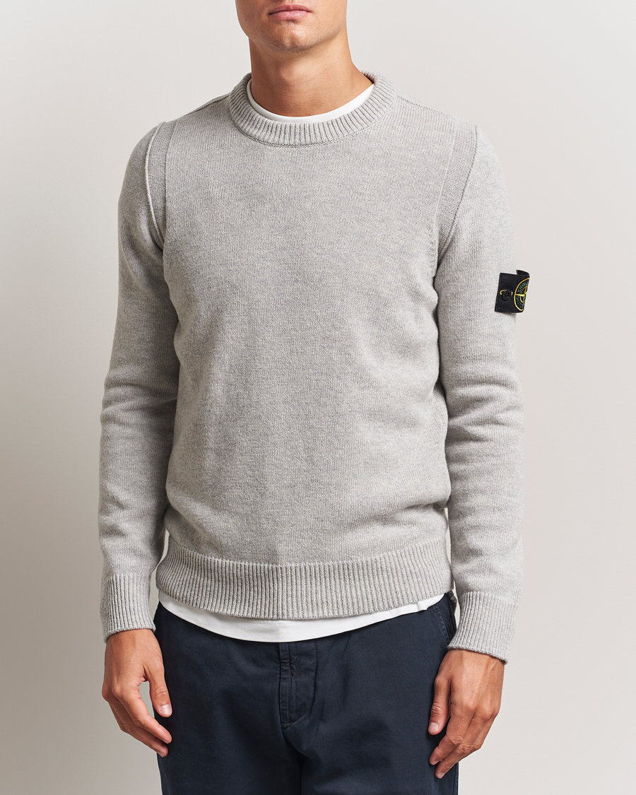 Herr | Tröjor | Stone Island | Knitted Lambswool Crew Neck Grey Melange