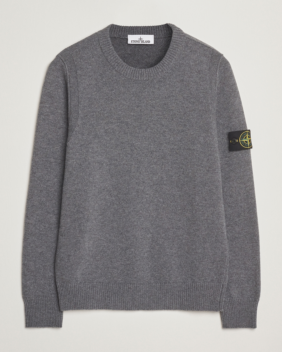 Herr | Tröjor | Stone Island | Knitted Lambswool Crew Neck Cement Melange