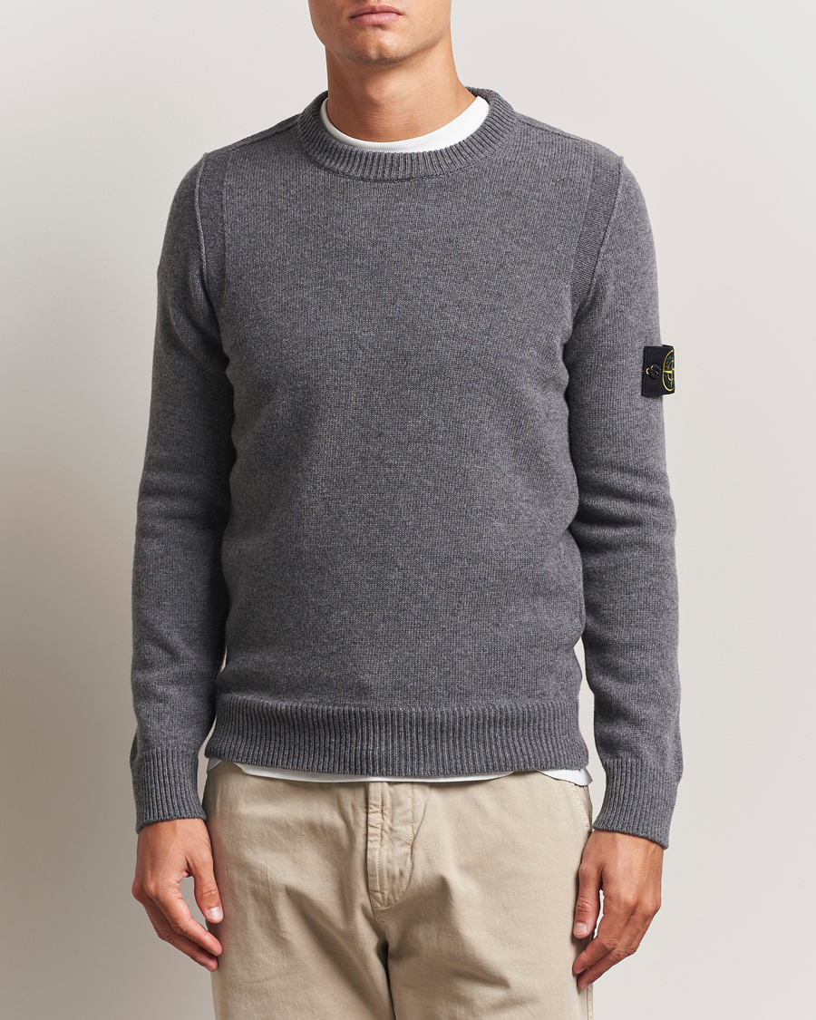 Herr | Tröjor | Stone Island | Knitted Lambswool Crew Neck Cement Melange