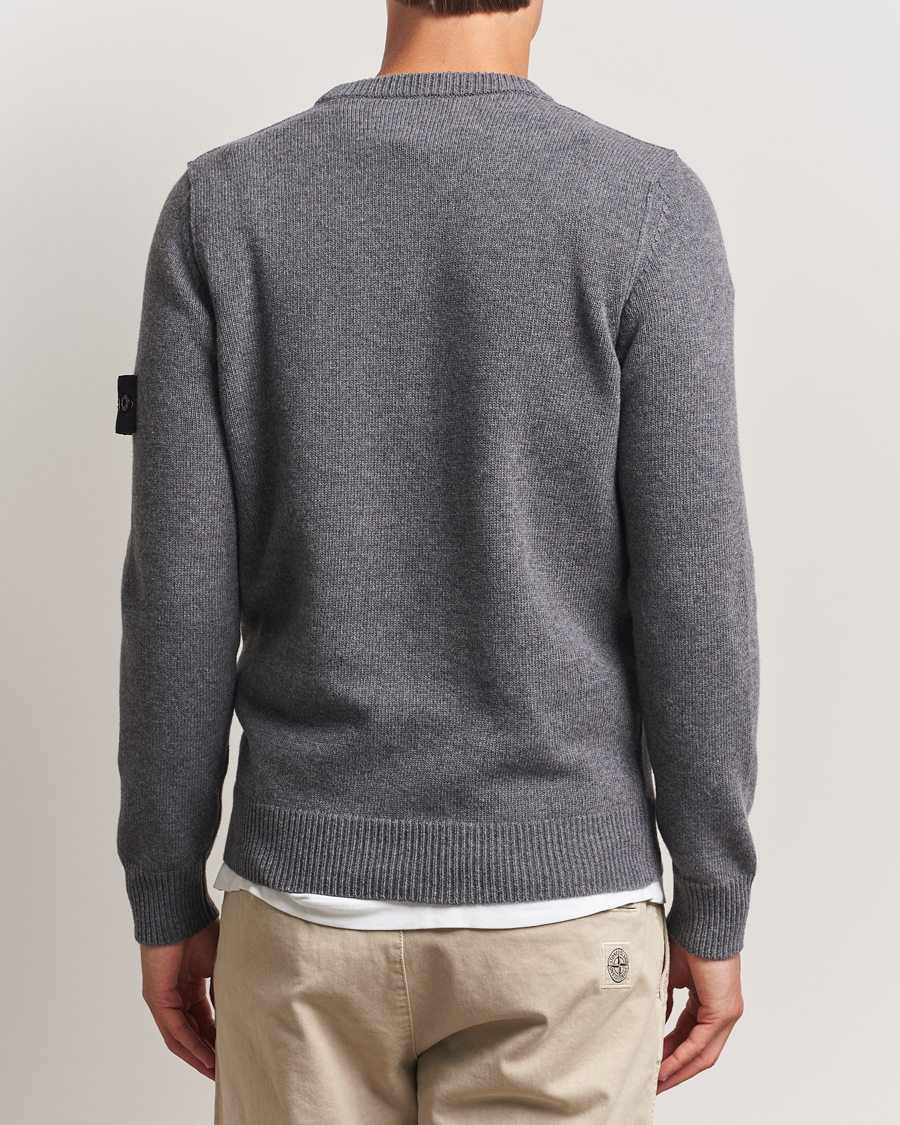 Herr | Tröjor | Stone Island | Knitted Lambswool Crew Neck Cement Melange