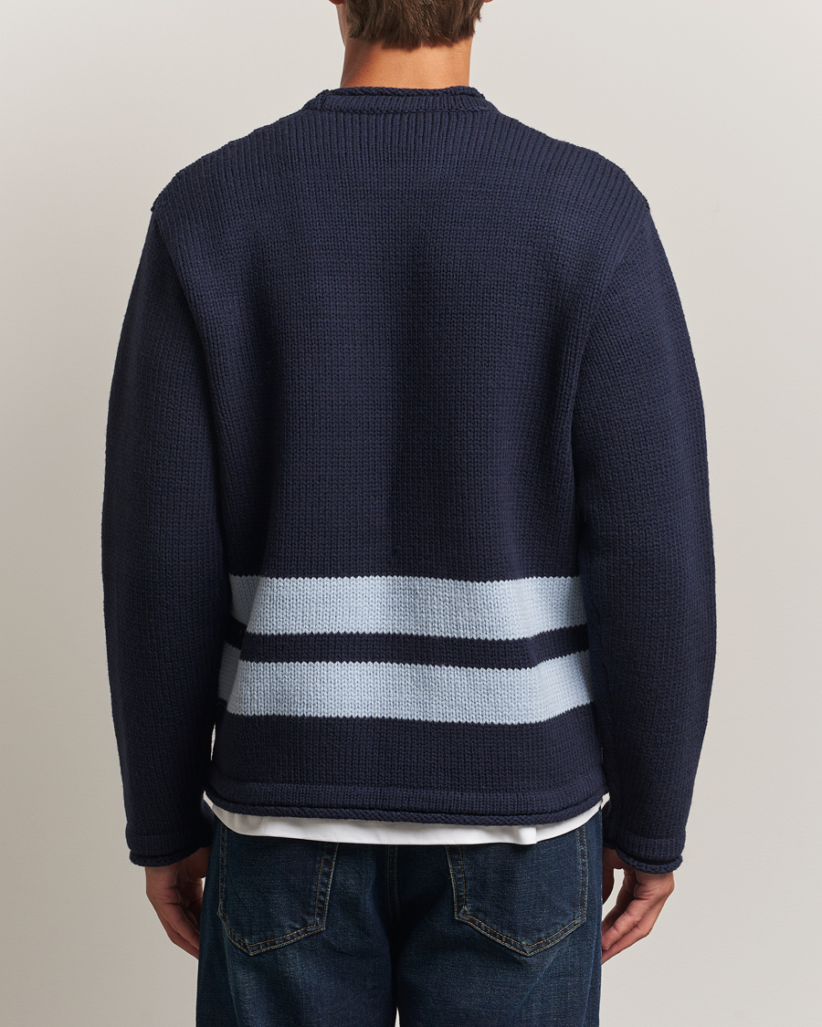 Herr | Tröjor | Stone Island | Marina Knitted Wool Contrast Crew Neck Navy
