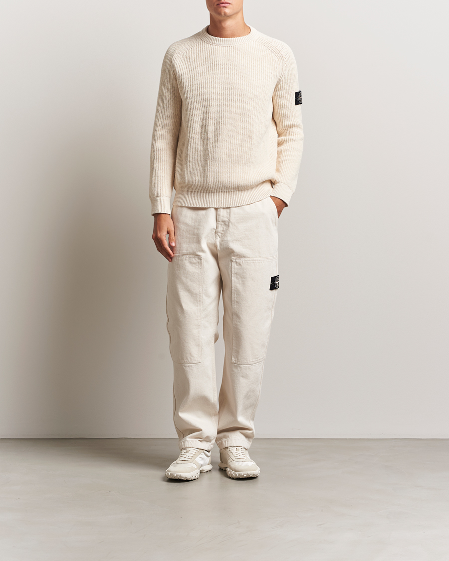 Herr | Tröjor | Stone Island | RAW Cotton Popcorn Stitch Crew Neck Ivory
