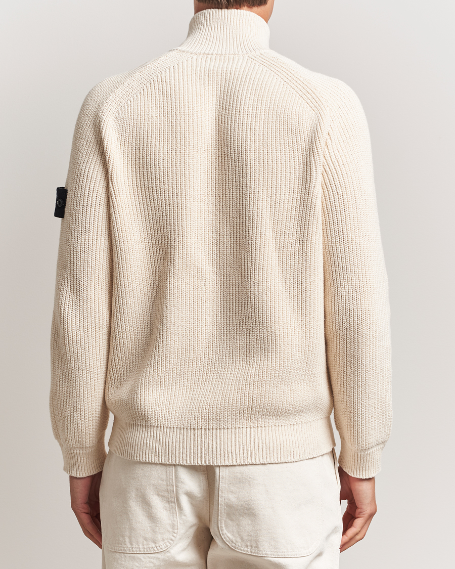 Herr | Tröjor | Stone Island | RAW Cotton Popcorn Stitch Full Zip Ivory