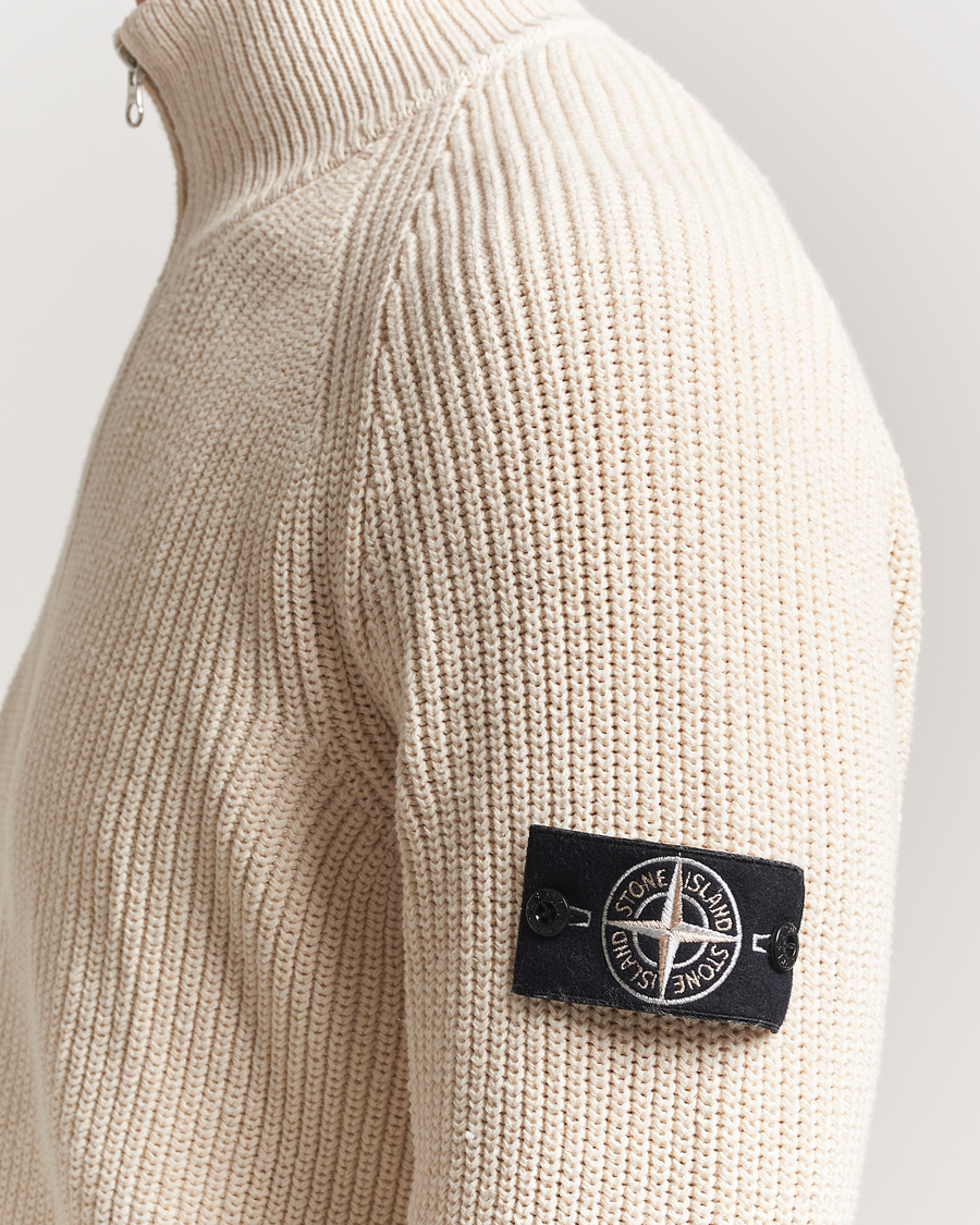 Herr | Tröjor | Stone Island | RAW Cotton Popcorn Stitch Full Zip Ivory