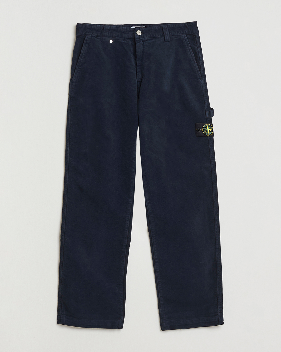 Herr | Byxor | Stone Island | Cotton Moleskin Trousers Navy