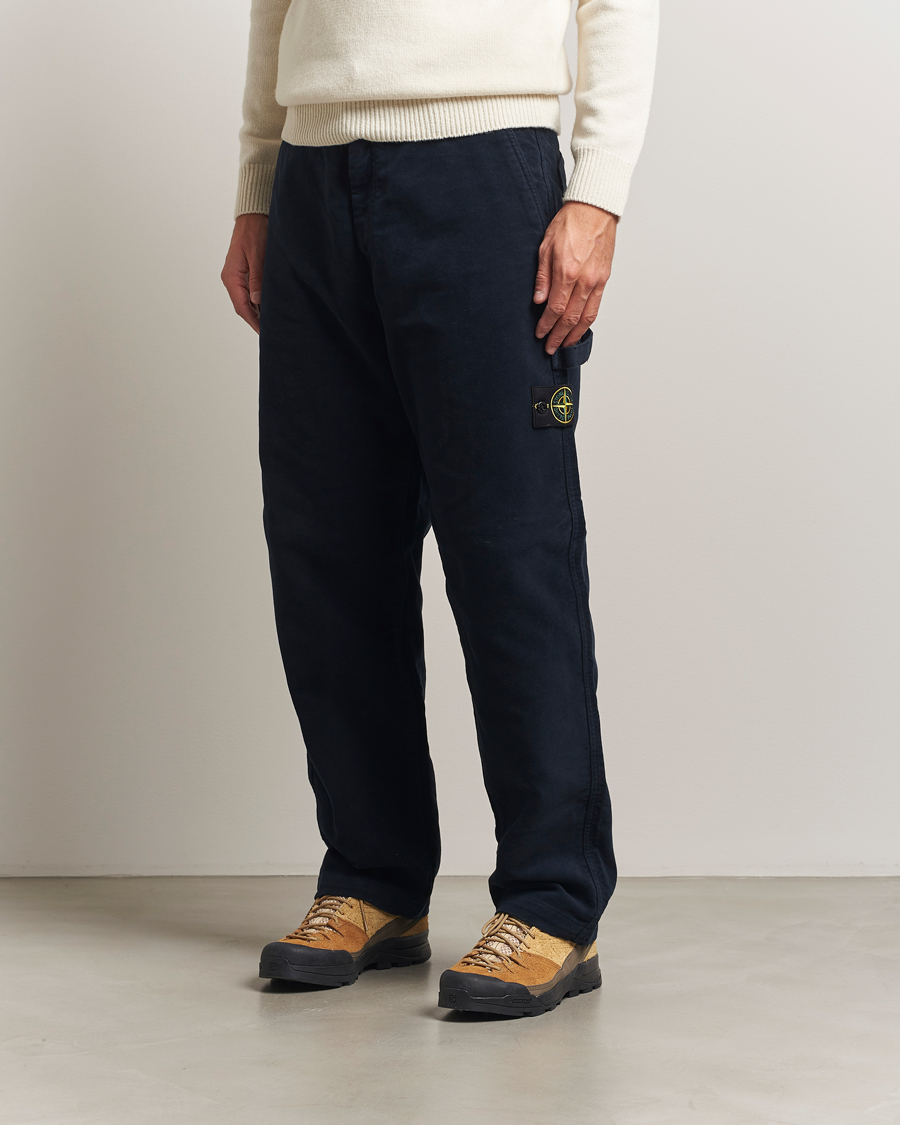 Herr | Byxor | Stone Island | Cotton Moleskin Trousers Navy