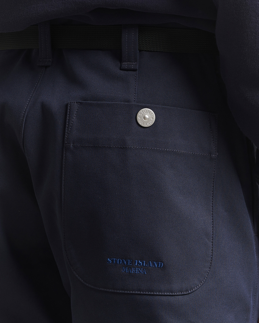 Herr | Byxor | Stone Island | Marina Yard Dyed Stretch Gabardine Trousers Navy