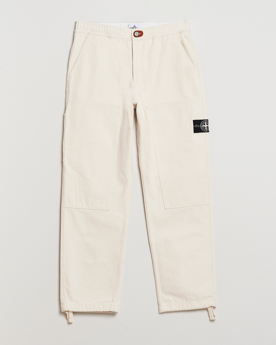 Herr | Byxor | Stone Island | RAW Washed Cotton Gabardine Trousers Ivory
