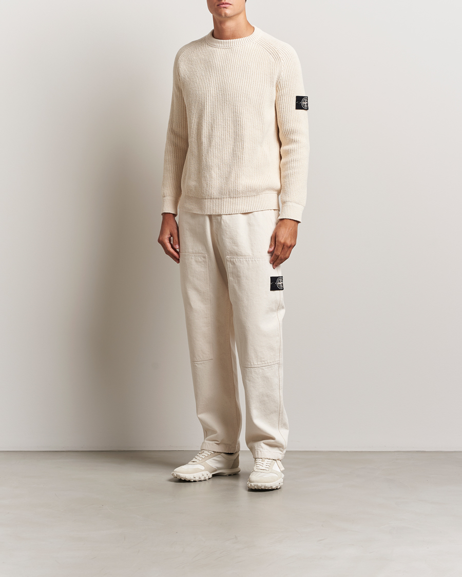 Herr | Byxor | Stone Island | RAW Washed Cotton Gabardine Trousers Ivory
