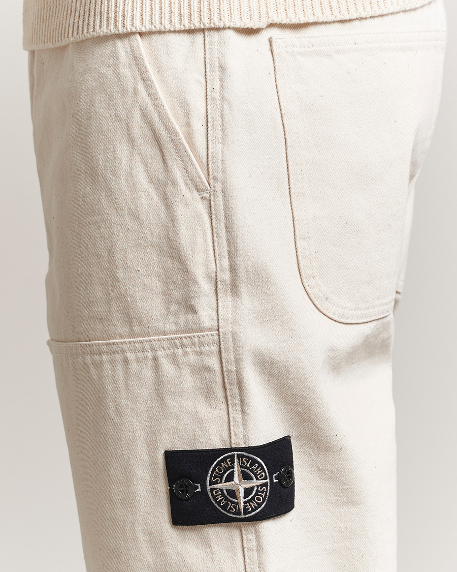 Herr | Byxor | Stone Island | RAW Washed Cotton Gabardine Trousers Ivory