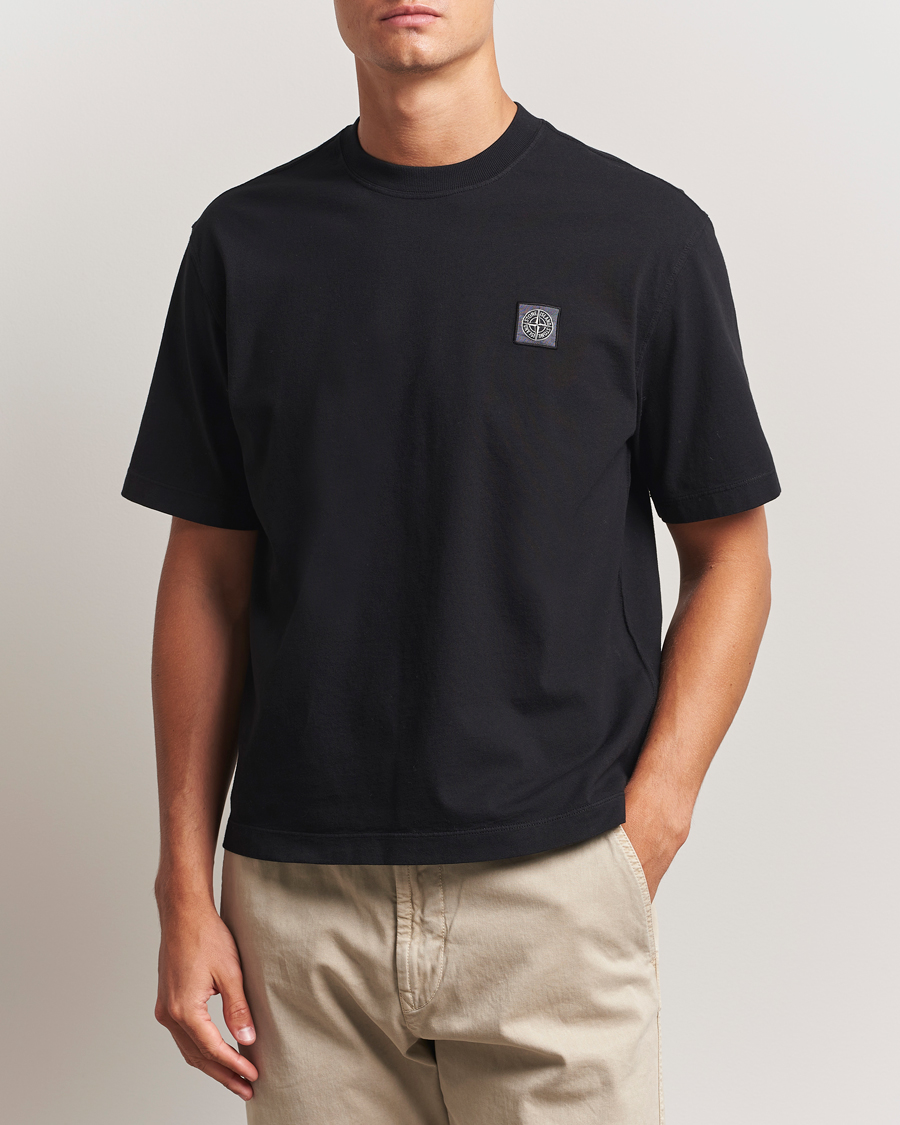 Herr | T-Shirts | Stone Island | Combed Organic Cotton T-Shirt Black